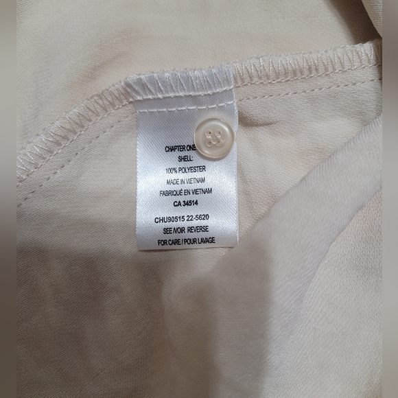 2 FOR💲1️⃣ TAMARA H Light Beige Split Collar 3/4 Button Sleeveless Blouse Sz MD - Picture 6 of 6